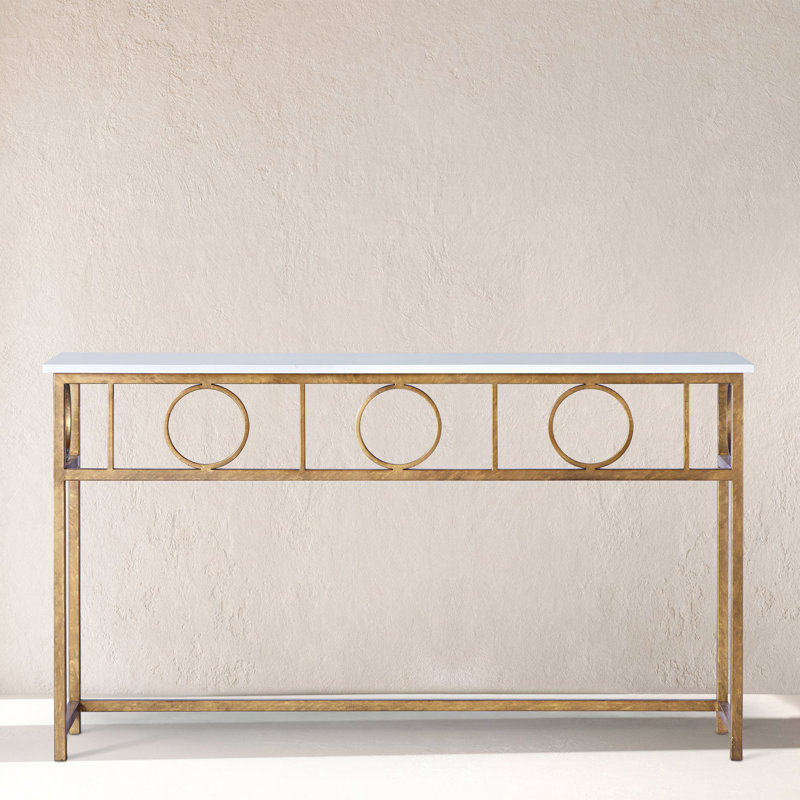 Hampton Console Table, Carrera Marble, Royal Gold