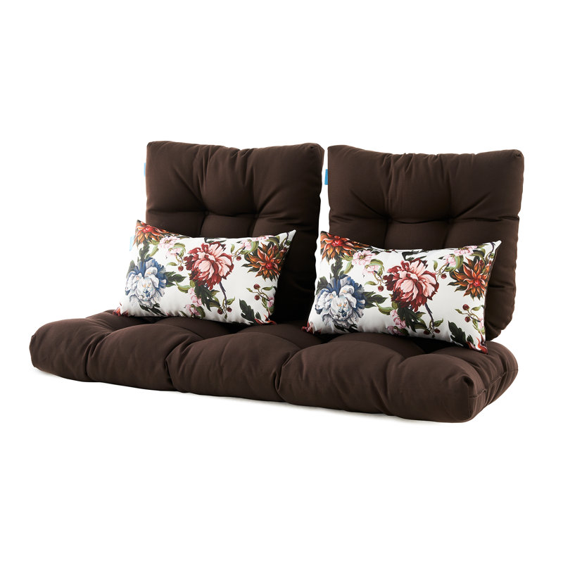 Cassella Outdoor 5'' Loveseat Seat / Back Cushion, Brown