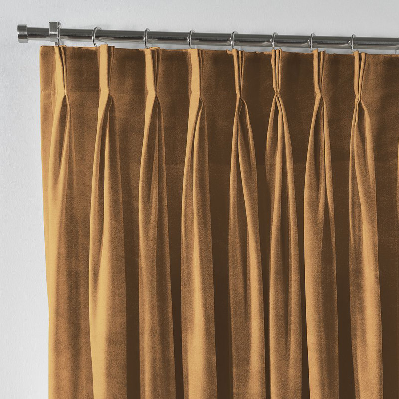 Velvet Semi-shee Single Curtain Panel, Marigold, 245cm Width x 200cm Drop