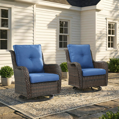 Mickala Outdoor Wicker 360 Degree Swivel Glider Rocker Chairs - Set of 2