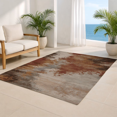 Tapis intérieur et extérieur gris Watercolor