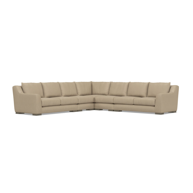 Gabi 5-Piece Fabric Sectional, Taupe Polyester, 35" H x  140" W x 140" D, Symmetrical