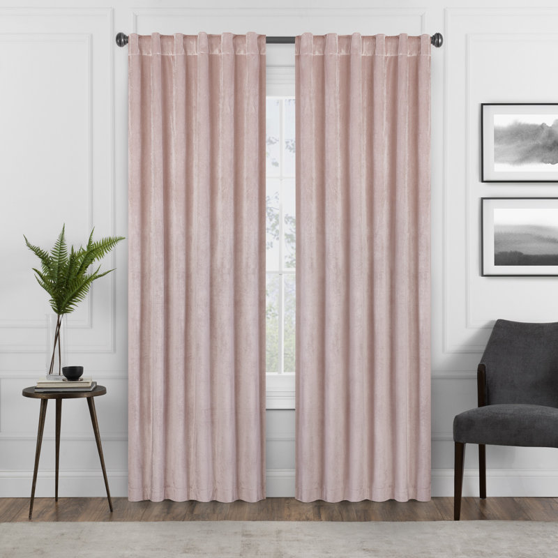 Blush Velvet Blackout Rod Pocket Curtain Panel