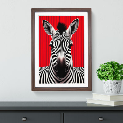 Zebra Op - Single Picture Frame Print on Wood