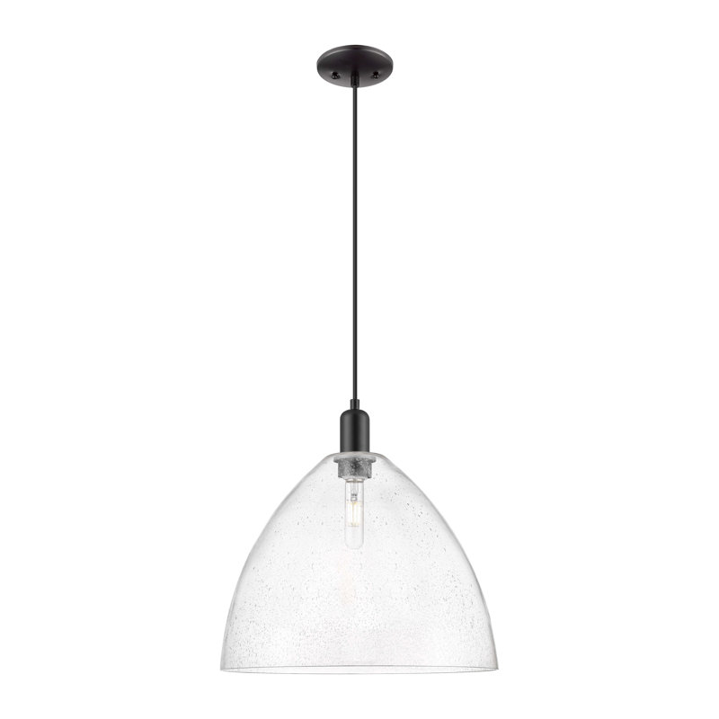 Mini-luminaire suspendu 1 lumière Arcadia - Bristol, H 14 po x l 16 po x P 16 po, Grainé, Noir mat