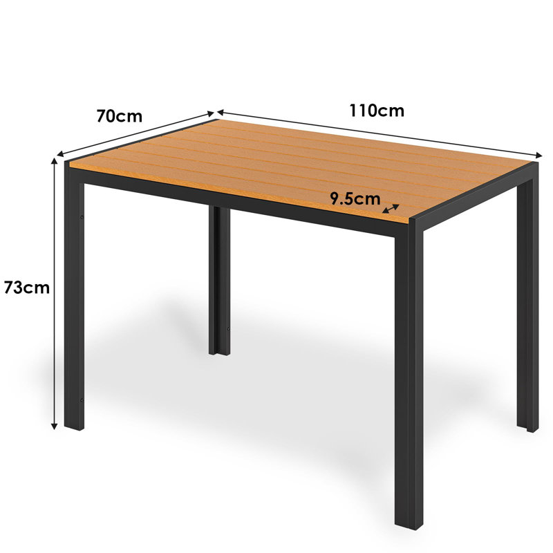 Rectangular 110Cm L Outdoor Balcony Table, Brown/Black