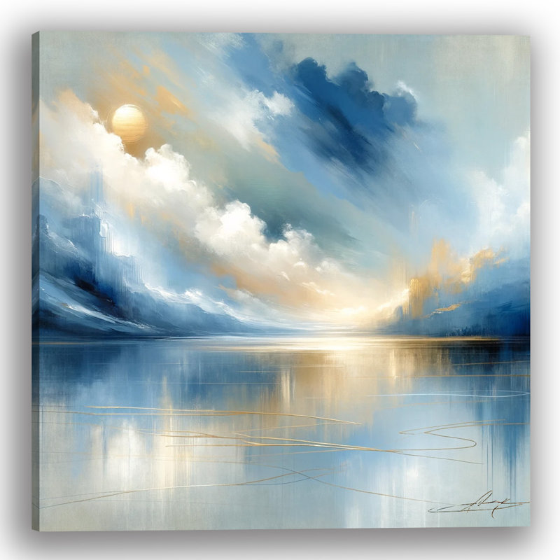 Tranquil Dawn Lakeview - reproduction d'art sur toile tendue, H 30 po x l 30 po x P 1,5 po