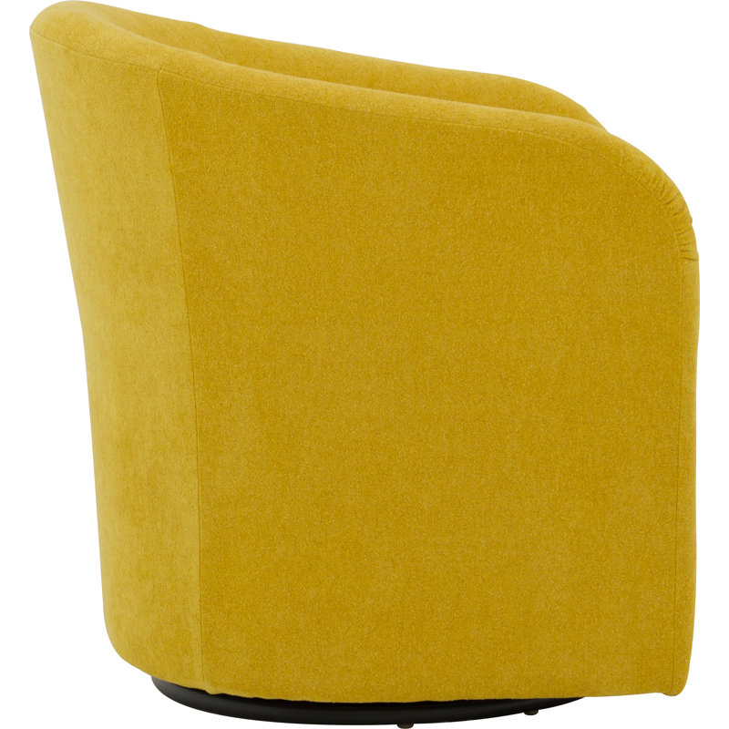 Upholstered Swivel Barrel Chair, Chloe Marigold Polyester Blend
