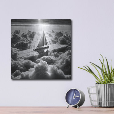  «Dream Sail B & w 2» par Rey Klimt, art mural en métal, 12 po x 12 po