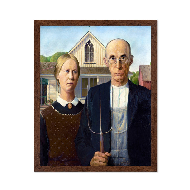 American Gothic, Affiche, H 24 po x l 32 po, Encadrement brun