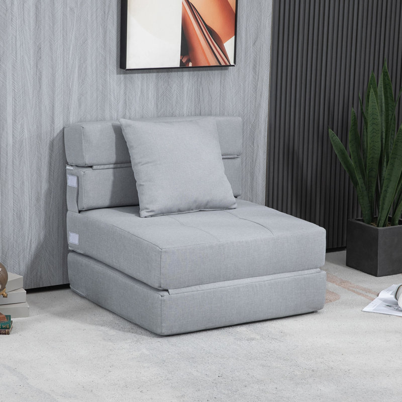 Elanora 70cm Upholstered Futon Chair, Light gray