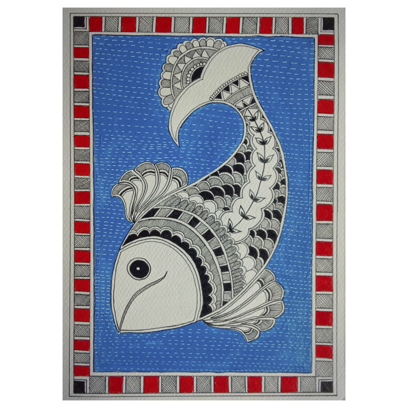 Peinture de poisson flottant | Aquarelle sur toile | Par Krishna Joshi