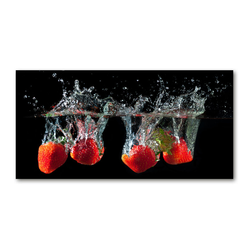 Strawberries Under Water - Wrapped Canvas Print