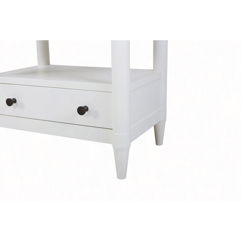 Table de chevet, table de chevet ouverte avec 2 tiroirs, Blanc
