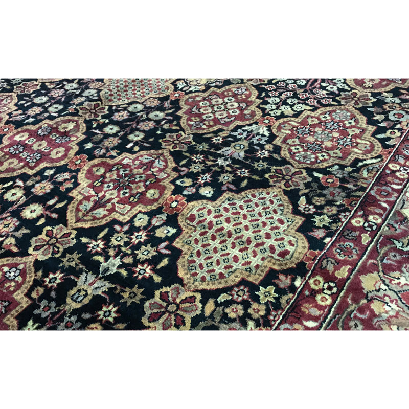 Lamani Wool Oriental Area Rug in Black/Red/Beige/Green