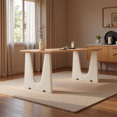 Cream Solid Wood Dining Table