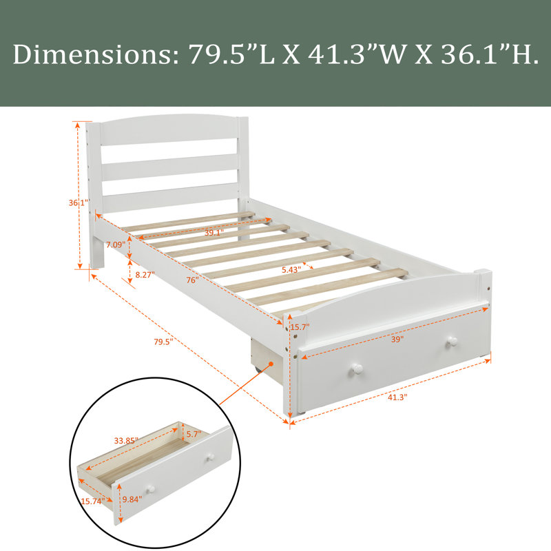 Slat Storage Bed, White