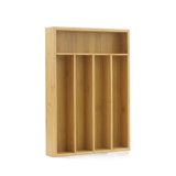 JoyJolt Bamboo 5 Slot Flatware Drawer Organizer for Kitchen Utensils