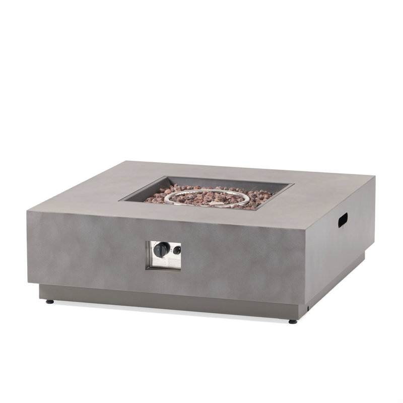 40'' SQUARE IRON FIRE PIT - 50 000 BTU (Tank Cover Not Included), Stone Gray