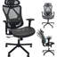 Chaise de bureau ergonomique à dossier en filet pour plus de productivité et de confort - lombaire réglable, accoudoirs, pour le travail à domicile avec soutien lombaire, roues silencieuses et