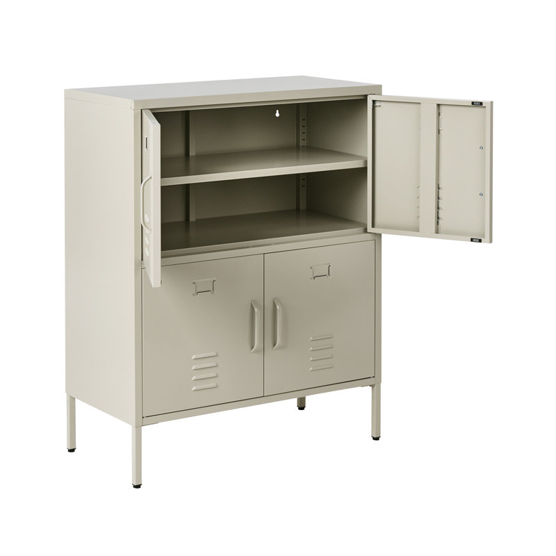 4 -Door 4 -Shelf Storage Cabinet, Light Beige