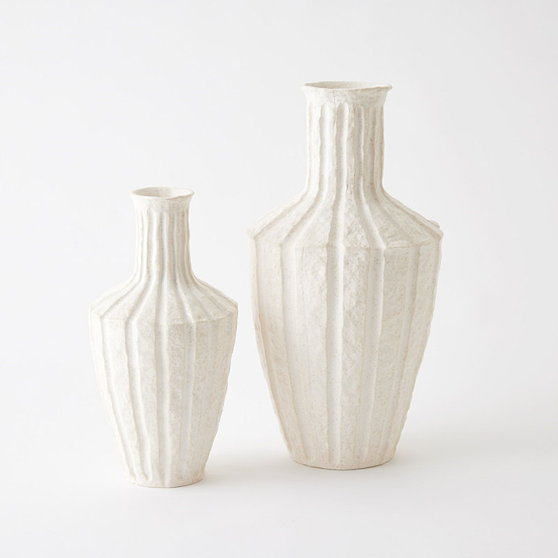 Emperor Vase-Off-White-Lg, 18" H x 9.5" W x 9.5" D