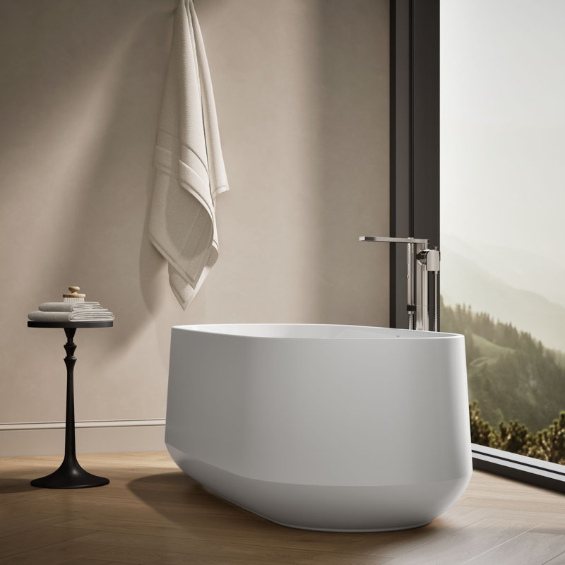 Ceric 65-1/4" x 31-5/16" Freestanding Bath With Center Toe-Tap Drain