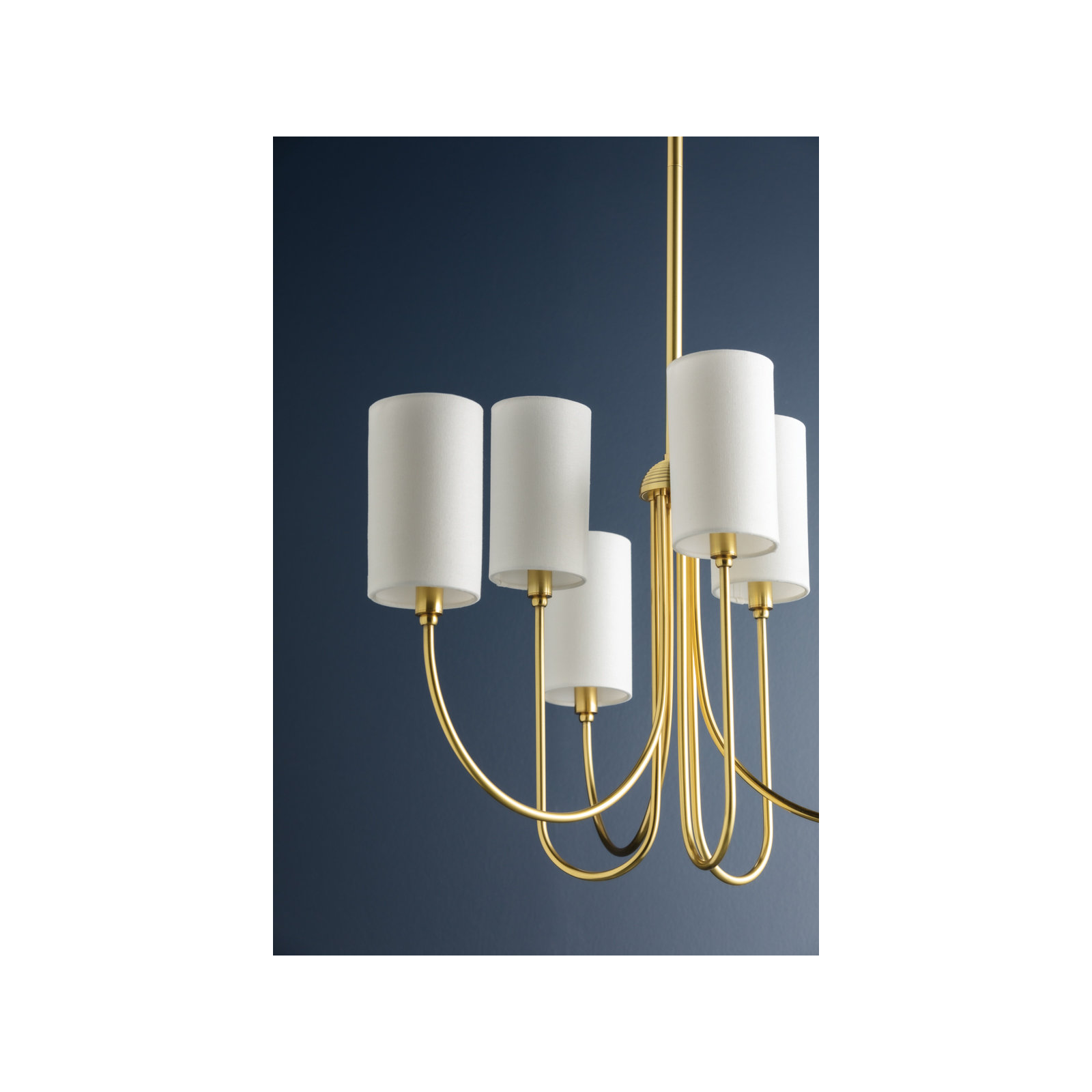 6 - Light Metal Chandelier, Aged Brass