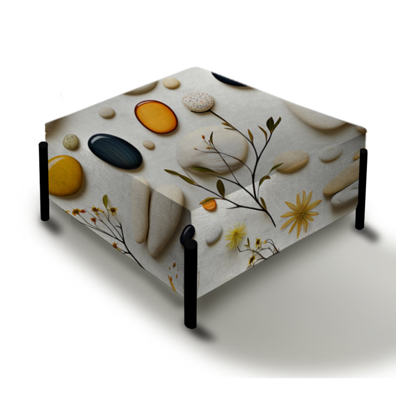 Seren Stones, motif zen pour spa - grand repose-pieds carré botanique