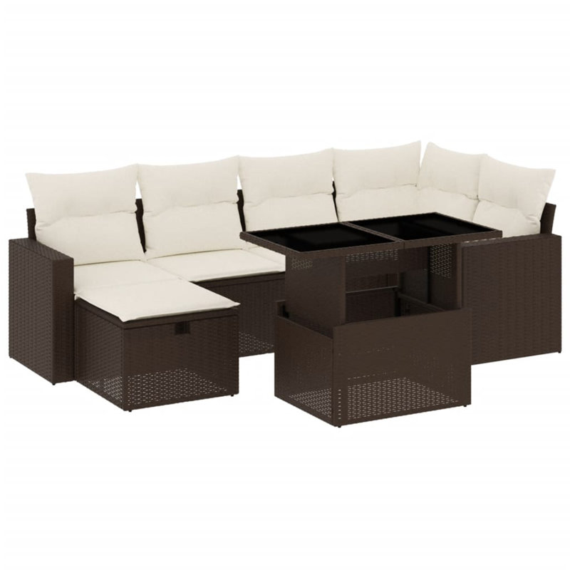 Ensemble de canapé de jardin Vidaxl brun, blanc crème