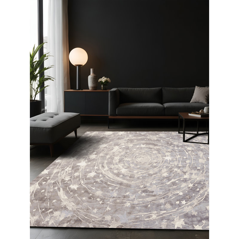 Tapis gris soyeux et moelleux, Carré 3 pi