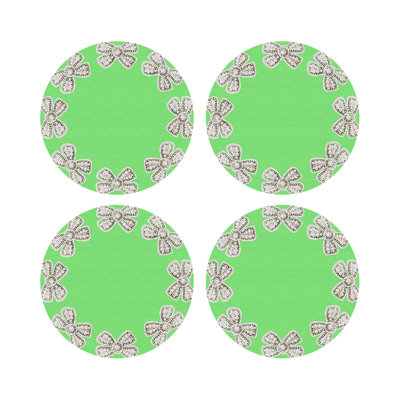 Pearl Bow Vegan Leather Round Pebble Placemat
