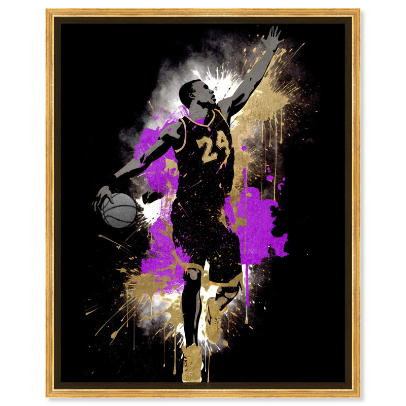 «Basketball Player Splatter Jersey Inspire» par Notoriart, Cadre doré, H 25 po x l 21 po
