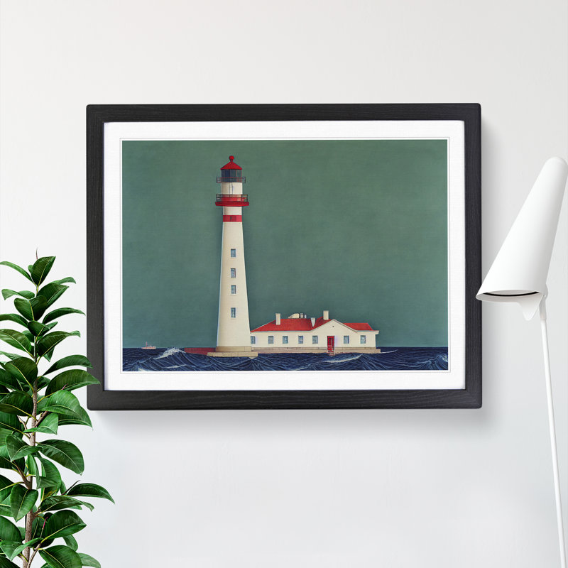 Impressive Lighthouse - Single Picture Frame Print, 34cm H x 46cm W x 2cm D, Black
