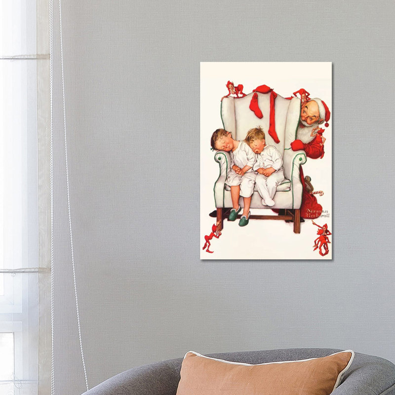 Norman Rockwell - Print on Canvas, 66.04 cm H x 45.72 cm W, White Floater Framed