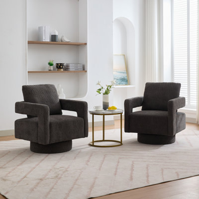 Ensemble de 2 fauteuils avec accoudoirs pivotants et dossier creux 29,12 po (ensemble de 2)