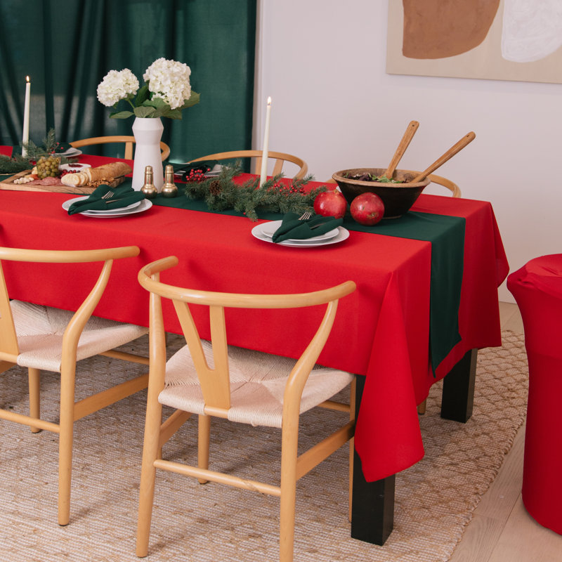 Rectangular Stain-Resistant Polyester Tablecloth - Basics by Wayfair™, Red, 120" x 60"