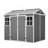Plastic Utility Shed 8X6 Ft With Floor – Lockable Storage Shed For Garden Tools & Trash Bins, All-Weather Outdoor Organizer In Gray-White