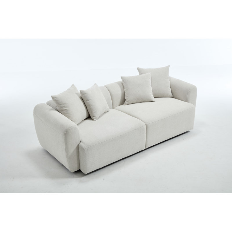 83'' Wide Uphostered Square Arm Sofa, Beige