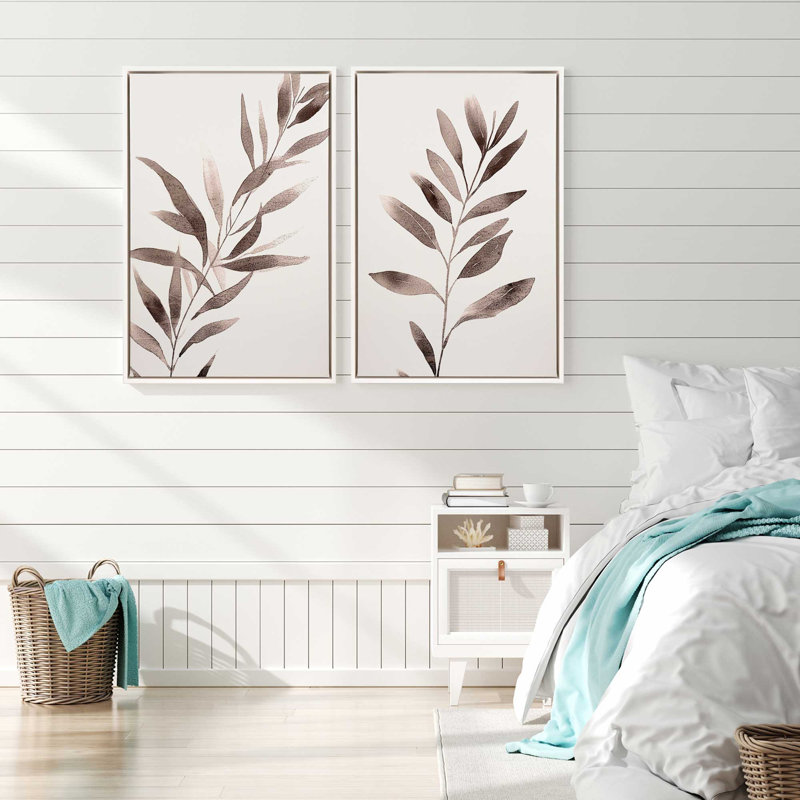 2 - Pièces sur toile, Rose, Cadre opaque blanc, H 14 po x l 10 po