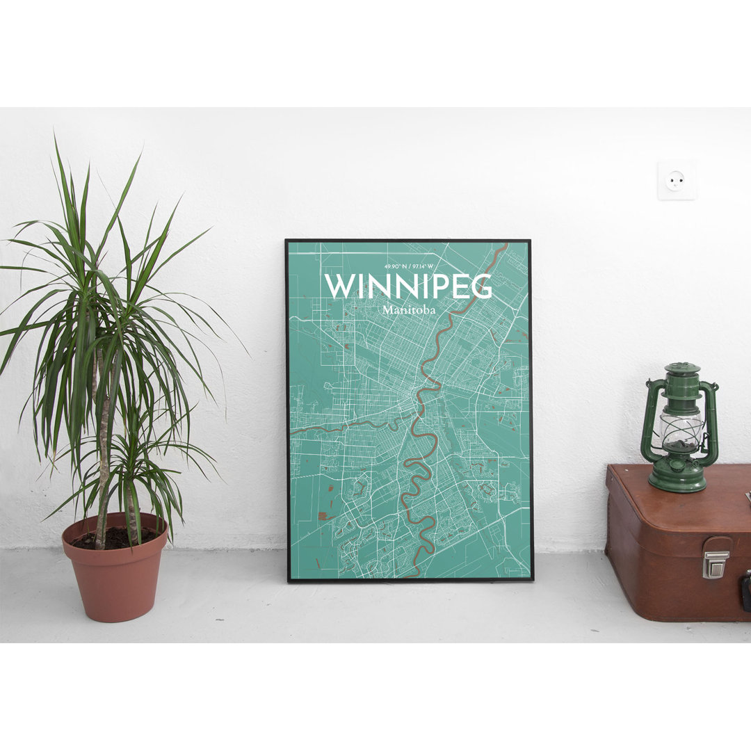 Winnipeg City Map - No Frame Print
