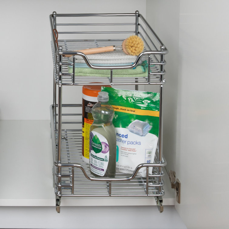 Dual Slide 2 Tier Under Sink Pull Out Drawer Rebrilliant Finish: Chrome, Size: 16 H x 15 W