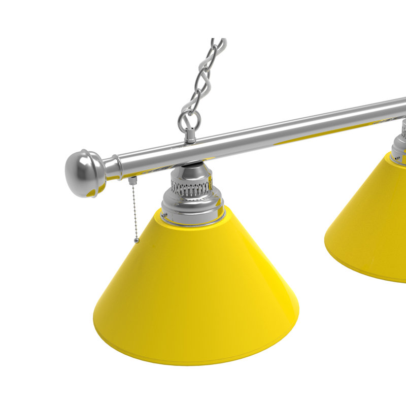 3 - Light Pool Table Lights Pendant, Chrome, Yellow