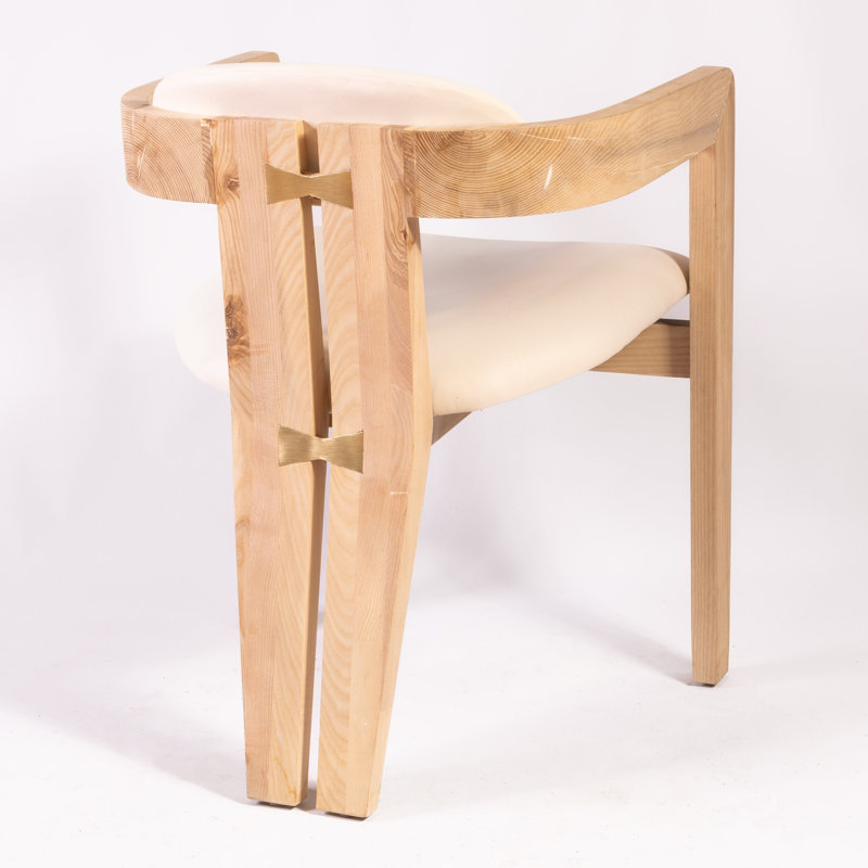 Serena Upholstered Arm Chair, White, Oak 