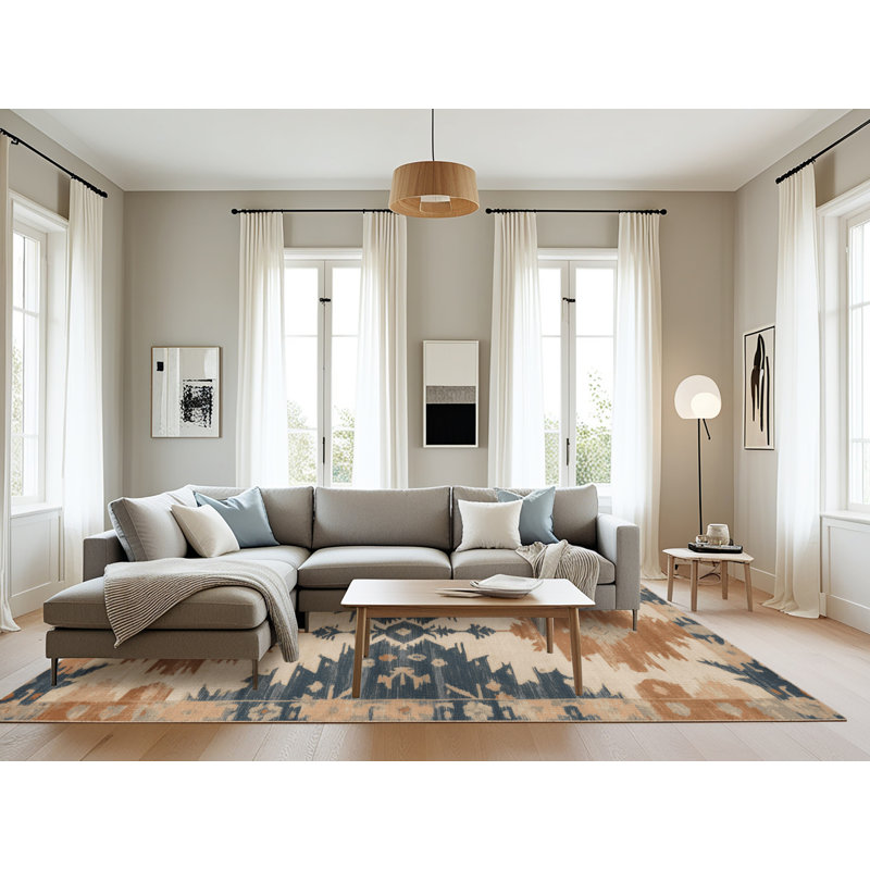 Tapis beige surteint lavable à la machine, Rectangulaire 8 pi x 12 pi