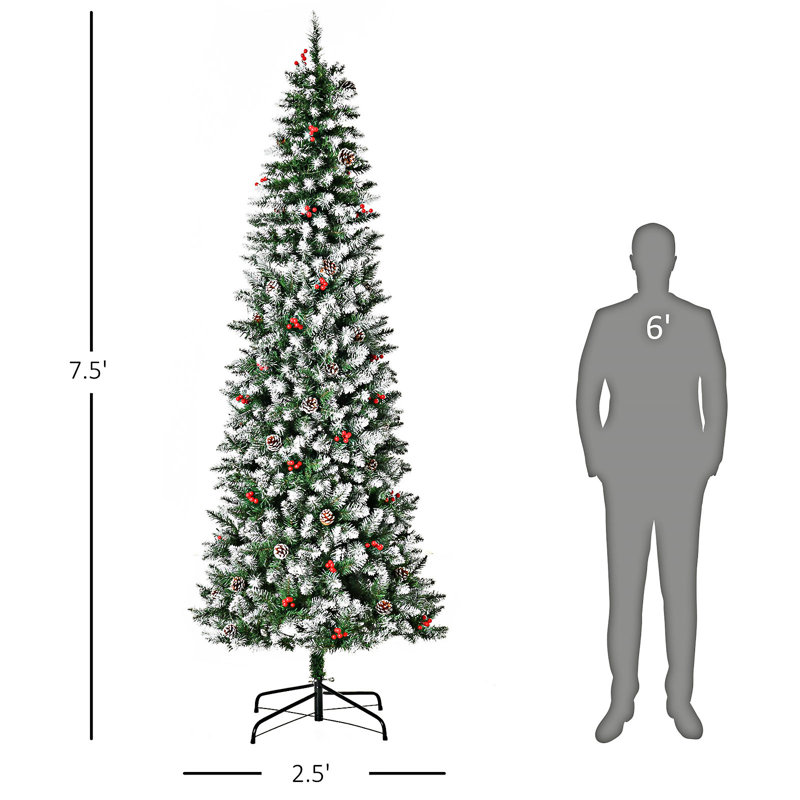 Arbre de Noël artificiel pré-éclairé enneigé, 7'5"