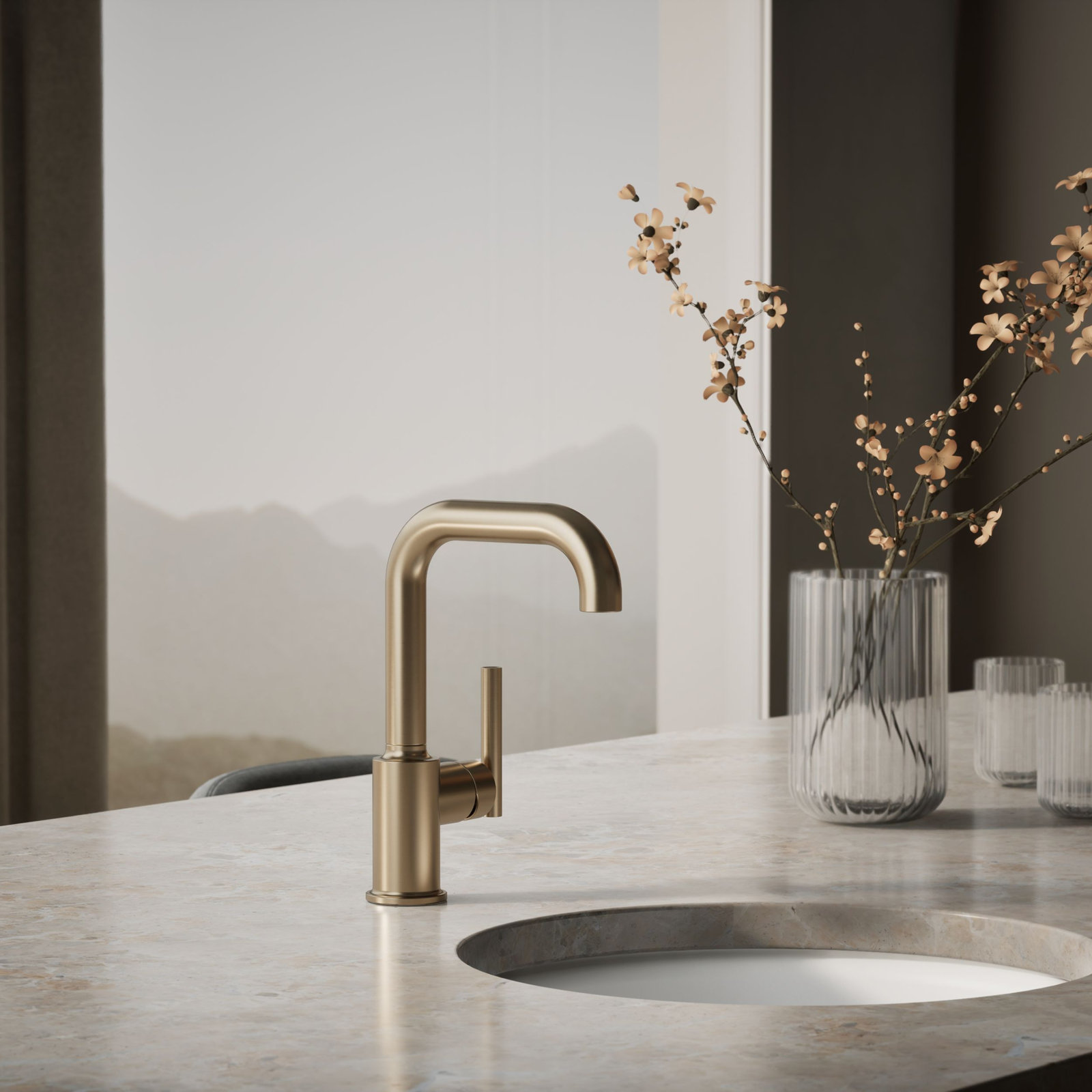 Purist Bar Faucet with Accessories, Brushed Bronze