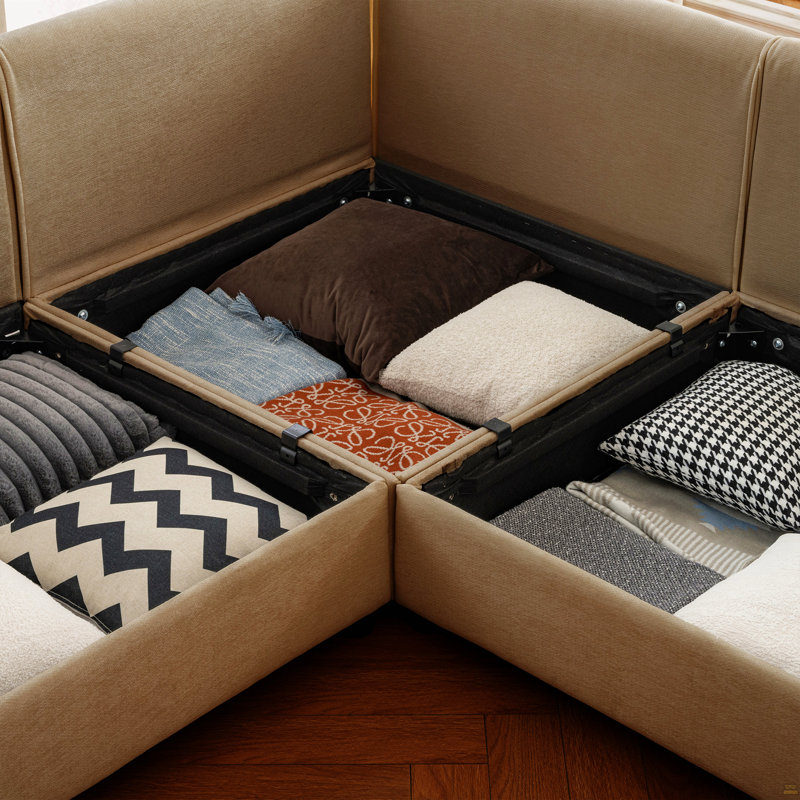Canapé en chenille 2 places avec repose-pieds, 27,9 po H x 75,5 po l x 37,4 po P, 2, Chameau