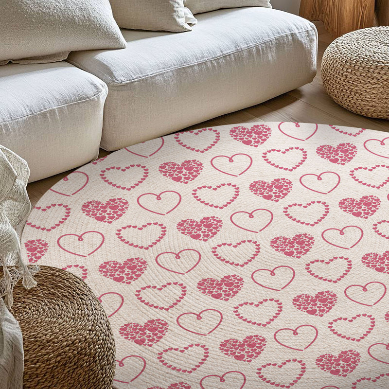 Tapis tressé Heartfelt Love Vibes, Rond 5 pi