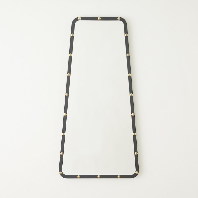Miroir triangulaire irrégulier - noir avec clous dorés